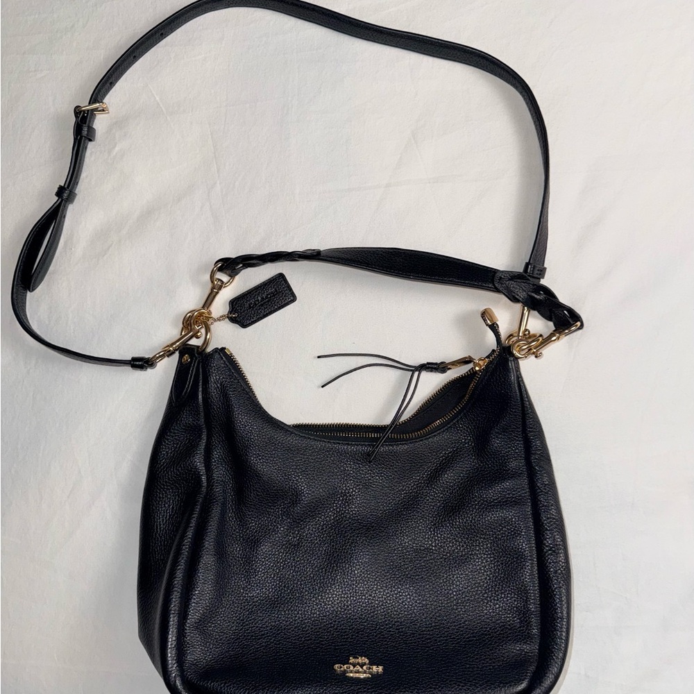 Coach Pebbled Leather Kelsey Crossbody - Black w/ Gold Hardware